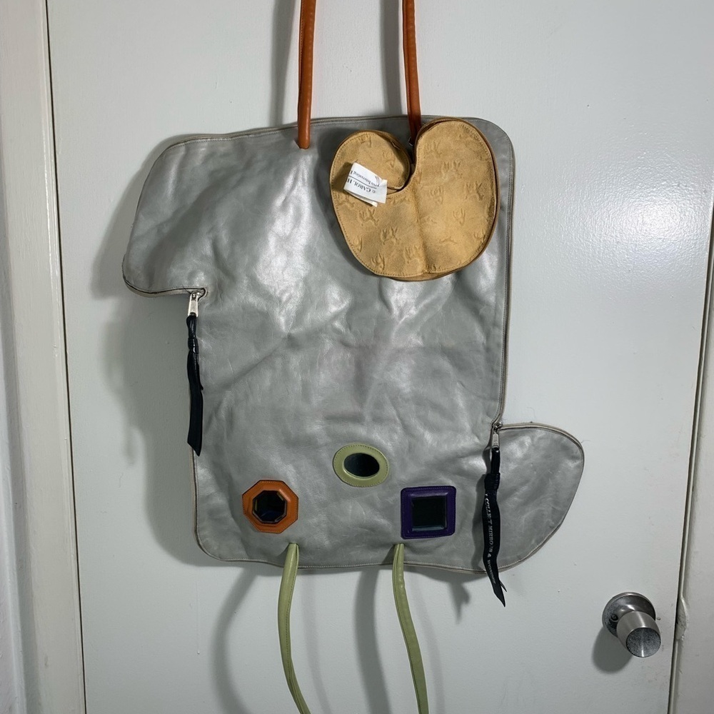 Carol Hearty vintage one if a kind, gray, genuine leather art bag, handbag - Picture 7 of 9